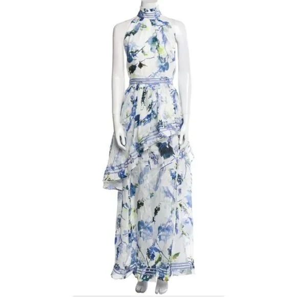 Aje | Dresses | Aje Linen Silk Long Dress Size 6 Evening Gown White Floral  Print Wedding | Poshmark